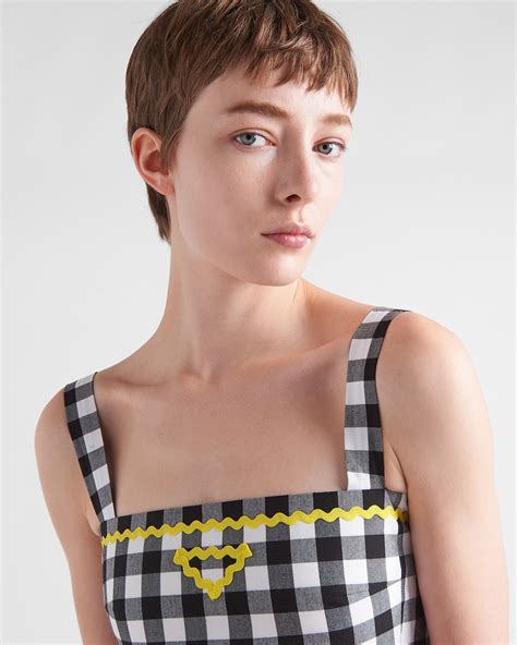 prada gingham top|Black Gingham check top .